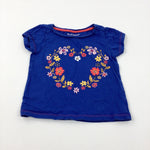Flowers Heart Blue T-Shirt - Girls 2-3 Years