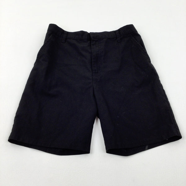 Black School Shorts With Adjustable Waist - Boys 10-11 Years