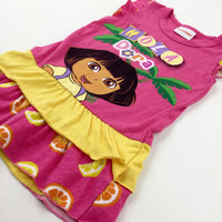 'Hola Dora' Dora The Explorer Glittery Pink Dress - Girls 2-3 Years