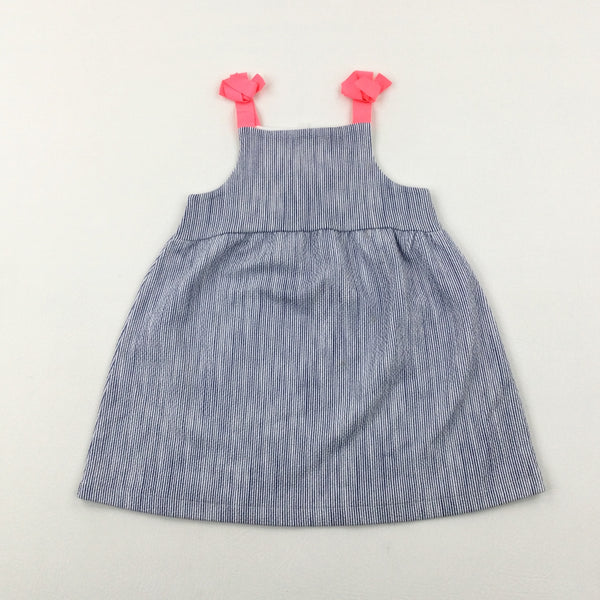 Bows Navy Striped Dress - Girls 3-4 Years