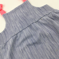 Bows Navy Striped Dress - Girls 3-4 Years