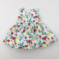 Flowers White Party Dress - Girls 2-3 Years