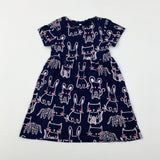 Bunnies & Cats Navy Dress - Girls 3-4 Years