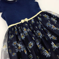 Flowers Navy Party Dress - Girls 2-3 Years