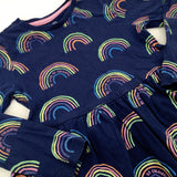 'Be Kind Be Colourful' Rainbows Navy Dress - Girls 3-4 Years