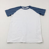 Blue & White Cotton T-Shirt - Boys 11-12 Years