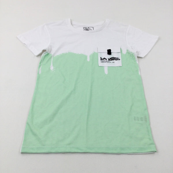 'LA Vibes' Green & White T-Shirt - Boys 11-12 Years