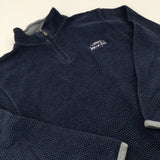 'Weird Fish' Motif Navy Half Zip Knitted Jumper - Boys 11-12 Years