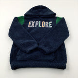 'Explore' Navy & Green Fleece Hoodie - Boys 11-12 Years