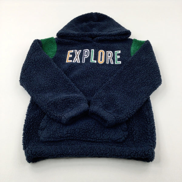 'Explore' Navy & Green Fleece Hoodie - Boys 11-12 Years