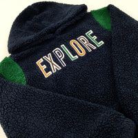 'Explore' Navy & Green Fleece Hoodie - Boys 11-12 Years