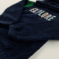 'Explore' Navy & Green Fleece Hoodie - Boys 11-12 Years