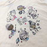 'Girls Will Change The World' Glittery White T-Shirt - Girls 2-3 Years