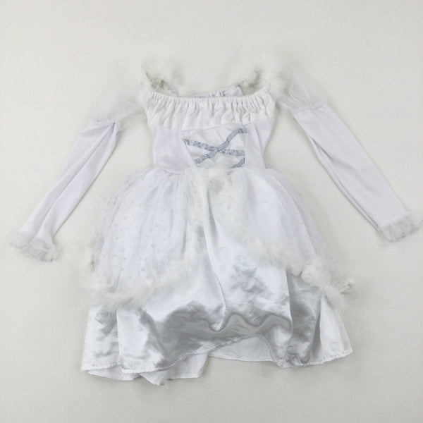 Stars Glittery Fluffy White Costume Dress - Girls 6-7 Years