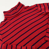 Red & Navy Striped Roll Neck Top - Boys 4-5 Years