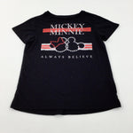 'Always Believe' Mickey & Minnie Mouse Diamonte Black T-Shirt - Girls 8-9 Years