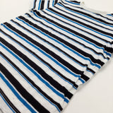 Petrol Blue & Black Striped White T-Shirt - Boys 9-10 Years