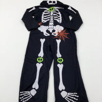 Skeleton Black & White Costume & Hat - Girls/Boys 5-6 Years