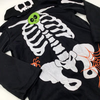 Skeleton Black & White Costume & Hat - Girls/Boys 5-6 Years