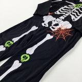 Skeleton Black & White Costume & Hat - Girls/Boys 5-6 Years