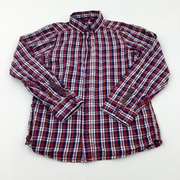 Navy & Red Checked Long Sleeve Shirt - Boys 9-10 Years