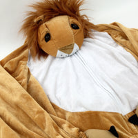 Lion Tan & White Velour Onesie Costume - Girls/Boys 7-8 Years