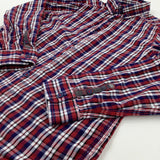 Navy & Red Checked Long Sleeve Shirt - Boys 9-10 Years