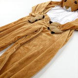 Lion Tan & White Velour Onesie Costume - Girls/Boys 7-8 Years