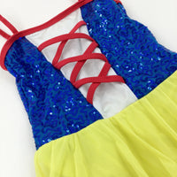 Snow White Sequinned Blue & Yellow Leotard Costume - Girls 9-10 Years