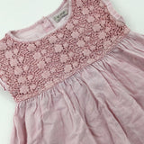 Flowers Embroidered Pink Dress - Girls 4-5 Years