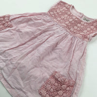 Flowers Embroidered Pink Dress - Girls 4-5 Years