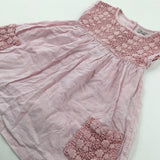 Flowers Embroidered Pink Dress - Girls 4-5 Years