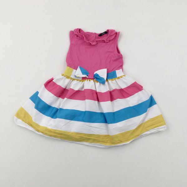 Colourful Striped Pink Dress - Girls 4-5 Years