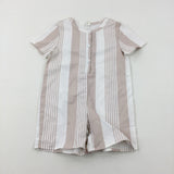 Tan & Cream Striped Romper - Boys 4-5 Years