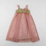 Sequinned Sparkly Pink Party Dress - Girls 4-5 Years