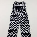 Patterned Black & White Jersey Jumpsuit - Girls 11-12 Years