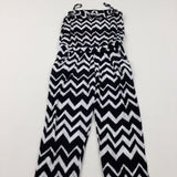 Patterned Black & White Jersey Jumpsuit - Girls 11-12 Years