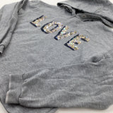 'Love' Sequinned Grey Hoodie - Girls 11-12 Years