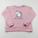 'One Of A Kind' Unicorn Glittery Pink Sweatshirt - Girls 11-12 Years