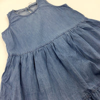 Light Blue Denim Effect Dress - Girls 11-12 Years