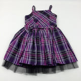 Bow Purple & Black Tartan Party Dress - Girls 12-13 Years