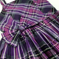 Bow Purple & Black Tartan Party Dress - Girls 12-13 Years