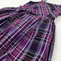 Bow Purple & Black Tartan Party Dress - Girls 12-13 Years