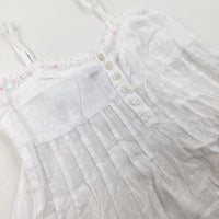 Spotty Sequinned White Cotton Vest Top - Girls 12-13 Years