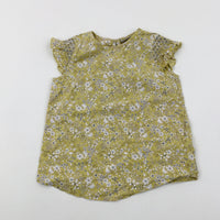 Flowers Yellow Top - Girls 5-6 Years