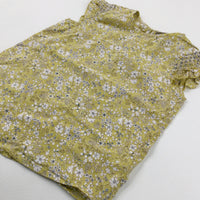 Flowers Yellow Top - Girls 5-6 Years