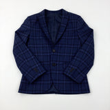 Blue Checked 5 Piece Occasion Suit - Jacket, Trousers, Shirt, Waistcoat & Tie - Boys 8 Years