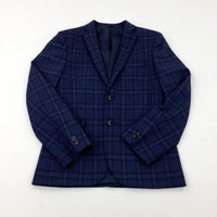 Blue Checked 5 Piece Occasion Suit - Jacket, Trousers, Shirt, Waistcoat & Tie - Boys 11 Years