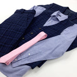 Blue Checked 5 Piece Occasion Suit - Jacket, Trousers, Shirt, Waistcoat & Tie - Boys 11 Years