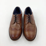 Tan Occasionwear Wedding Brogue Shoes - Boys Shoe Size 1.5F